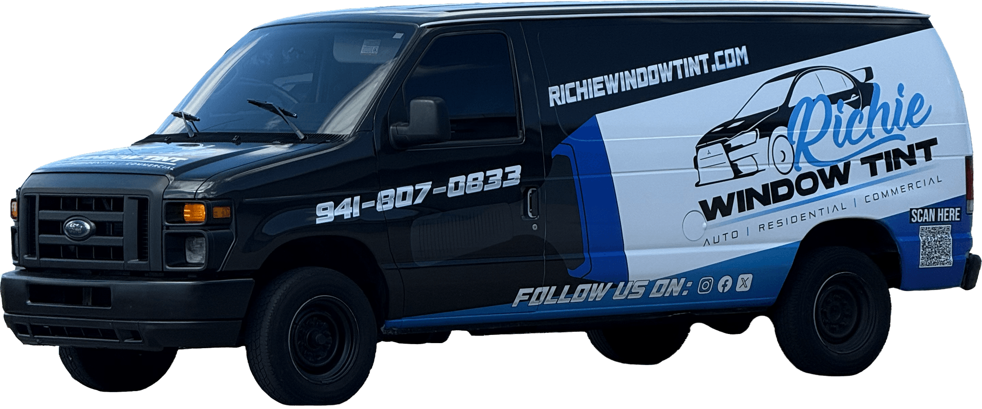 Richie Window Tint mobile window tint service van fully equipped with professional window tint installation tools and premium window tint films in Bradenton FL